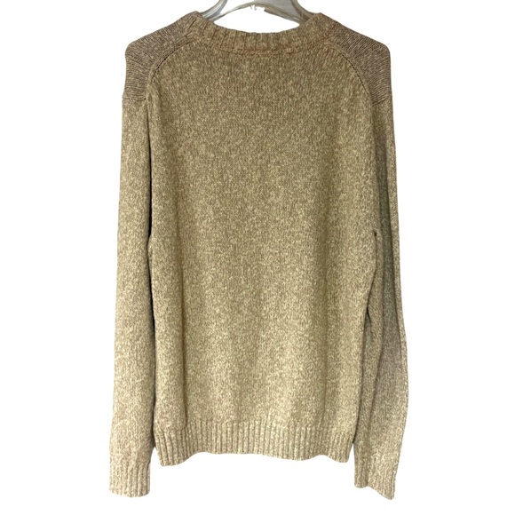 L.L. Bean Marled Tan Cream 100% Cotton Crew Sweater Sz L - Picture 2 of 5